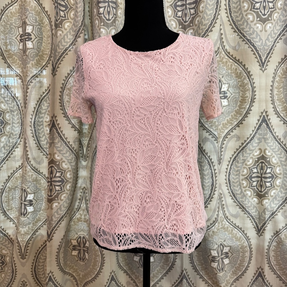 Liz Claiborne Blush Lace Blouse - Size PS